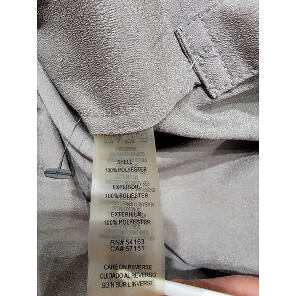 Calvin Klein Womens Gray Button-Down Blouse W/ Zipper Pockets & Roll Tab Sleeve - Picture 4 of 5